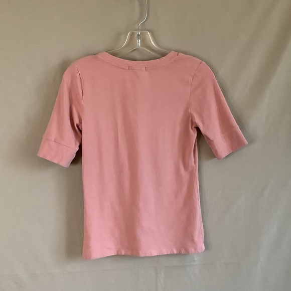 Active Basic Women Pink Fitted V-Neck Tee M - Picture 4 of 10